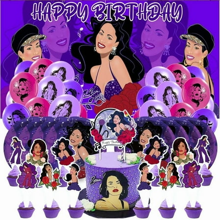 Selena Birthday Party Supplies Balloons Paper Plates Decoration Cake Topper Decor Tableware Banner Backdrop