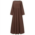 thumbnail image 3 of ZANZEA Womens Dresses O-Neck Long Sleeve Solid Color Casual Long Dress, 3 of 13