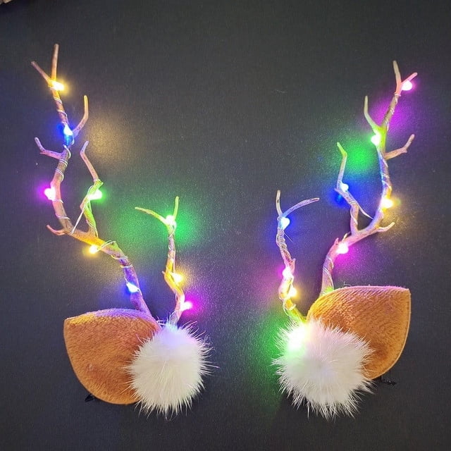 Xihbxyly En Venta Pinzas para El Pelo Led En Asta de Reno, Bandas Brillantes para El Pelo, Tocado Navideño, Pinzas para El Pelo En Forma de Asta, Diademas, Accesorios de Decoración Mori