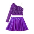 thumbnail image 3 of Doomiva Kids Girls Crop Top with Tutu Skirt Ballet Jazz Latin Modern Dance Costume Dancewear Purple 16, 3 of 7
