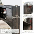 thumbnail image 6 of Amerlife 44" H Farmhouse Full Bed Frame with Barn Door Storage Headboard & Charging Station, Black, 6 of 9