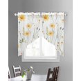 thumbnail image 3 of Yellow Daisy Floral Swag Valances for Windows, Spring Rustic Botanical Flowers Rod Pocket Sheer Valances for Large Windows, Swag Toppers Light Filtering for Kitchen Living Room 2 Panels 36''x45'', 3 of 6