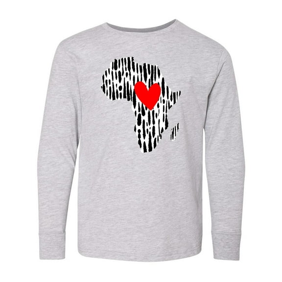 Inktastic Black History Month Ink Print African Heart Long Sleeve Youth T-Shirt