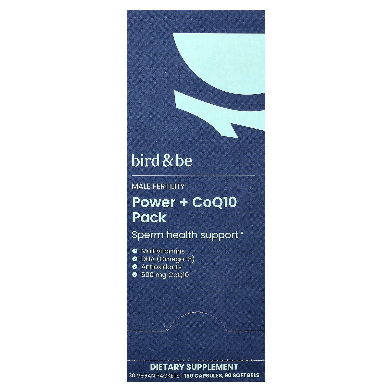 Bird&Be Male Fertility Power + CoQ10 Pack, 30 Vegan Packets