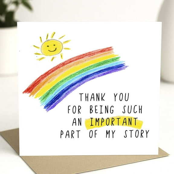 Thank You Card with Rainbow and Sunshine – Heartfelt Appreciation Greeting Card – Blank Inside for Personal Messages – Perfect Gift for Friends, Family, or Special Occasions