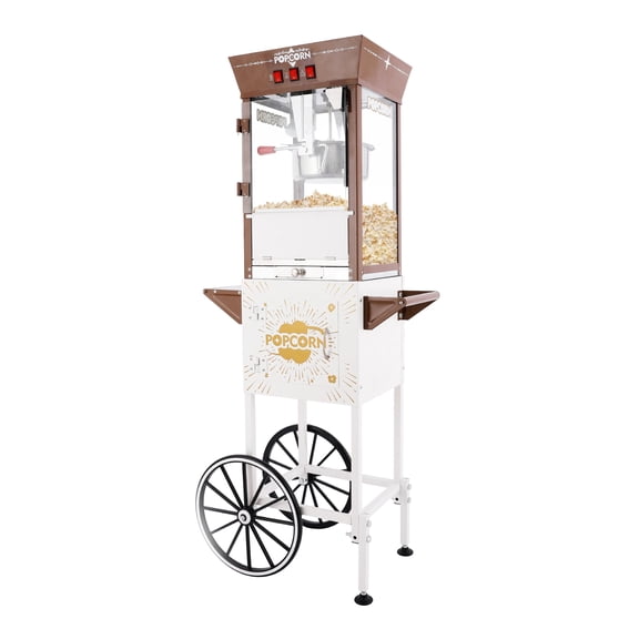 12oz Retro Popcorn Popper Cart with 3 Switch Candy Boxes White