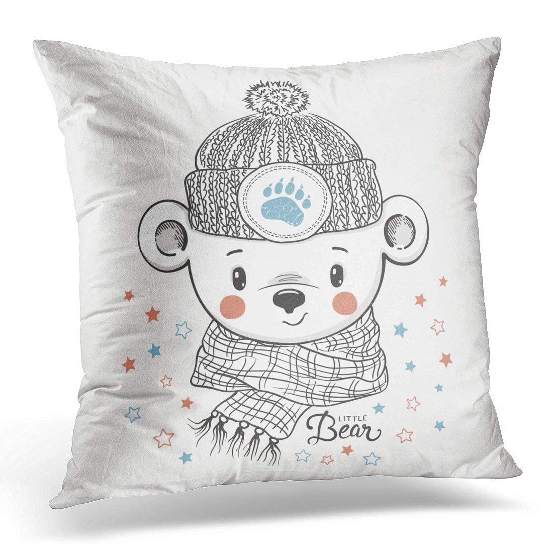 A Off White with Gray Bear Cushion 