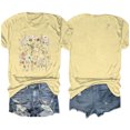 thumbnail image 4 of Camisetas de Verano de Mujer Pequeña Flor Impresa Cuello Redondo Manga Corta Superior, Verano Superior de las Mujeres, 4 of 8
