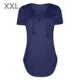 thumbnail image 1 of Camiseta de mujer con cuello en V y cordones, manga corta, blusa suelta causal, azul, XXL Methold AP001631-15, 1 of 7