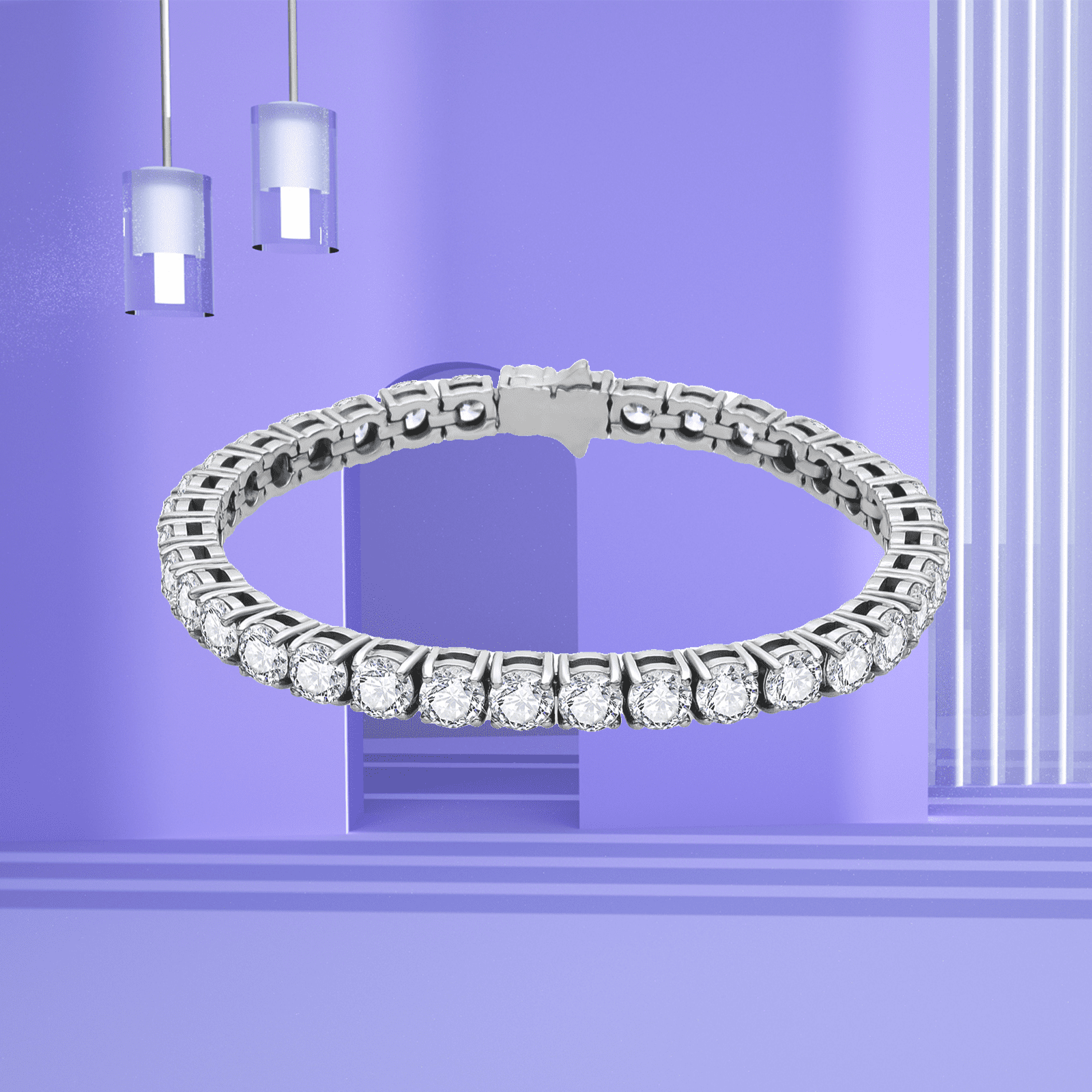 Stainless Steel Heart Tennis Bracelet for Women,Round Cubic Zirconia Classic Tennis Bracelet for Men Silver Solid Chunky Chain Cuff Wristband with Size 7-8 Inch 5mm CZ