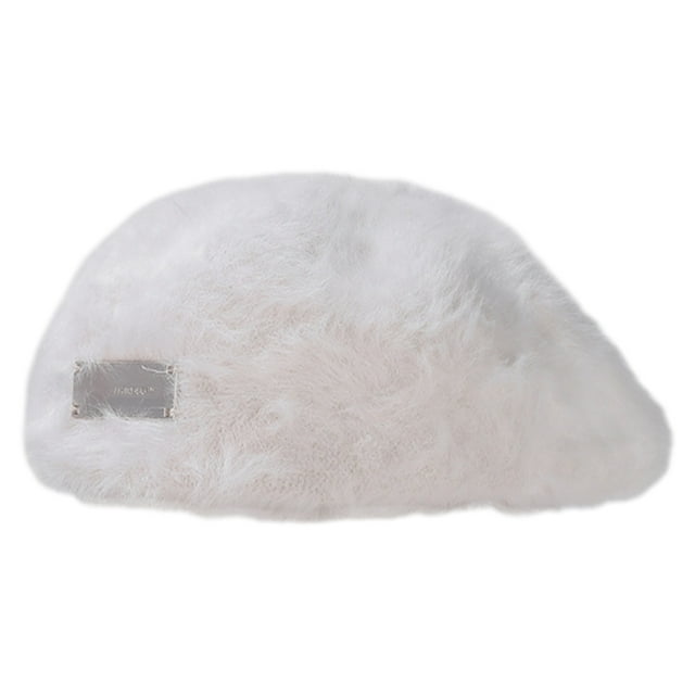 Gorro de boina para mujer, gorro de pelo de conejo Angora, gorro clásico de Color sólido, sombreros de otoño e invierno, boina para mujer, sombreros de invierno para niña