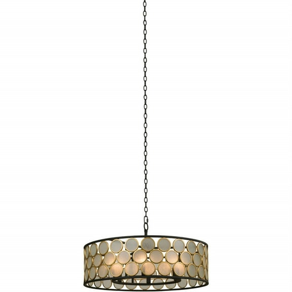 Kalco Lighting Corsa 28" Traditional Glass Pendant in Matte Black/Gold