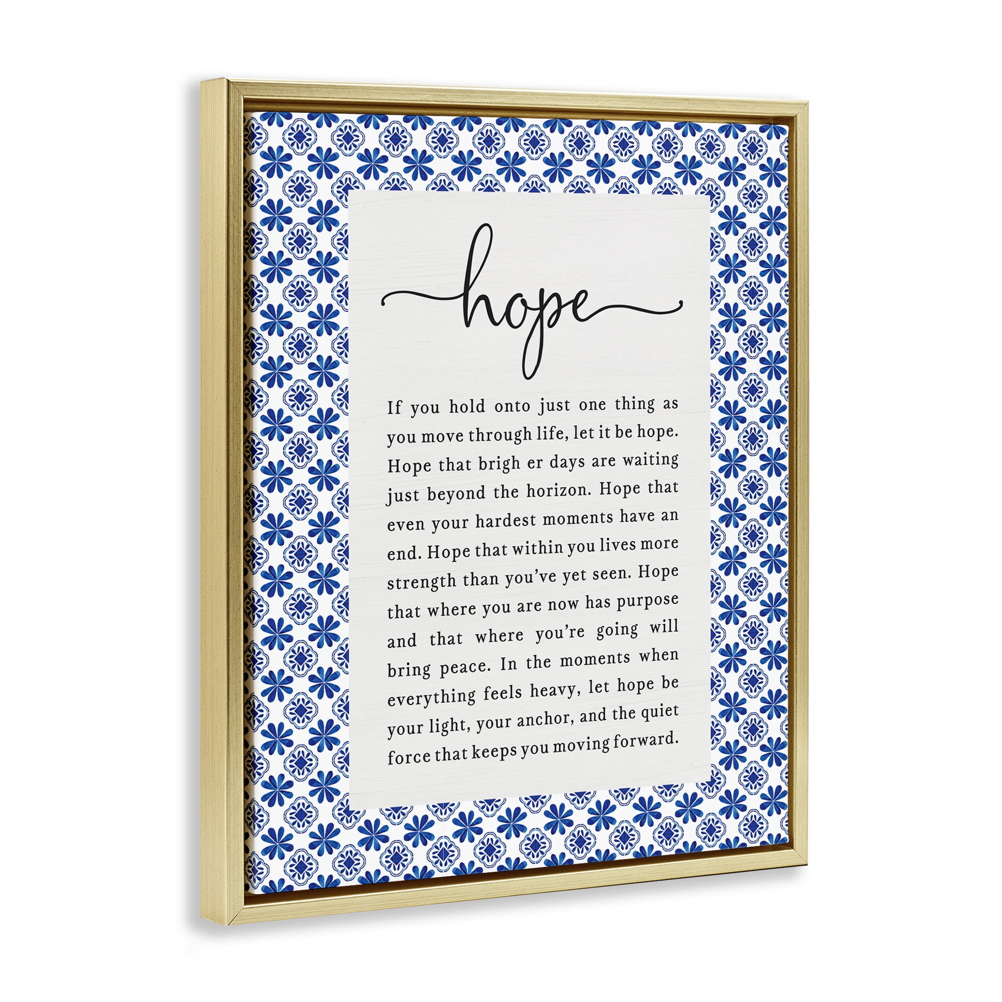 Hope For Brighter Days Gold Framed Floater Canvas Wall Art, design by Lettered and Lined