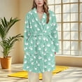 thumbnail image 2 of Women Fleece Dog Paw Print Bathrobe Soft Flannel Lounge Robe Cute Fall Short Robe Lightweight Warm Gown with Belt, 2 of 4