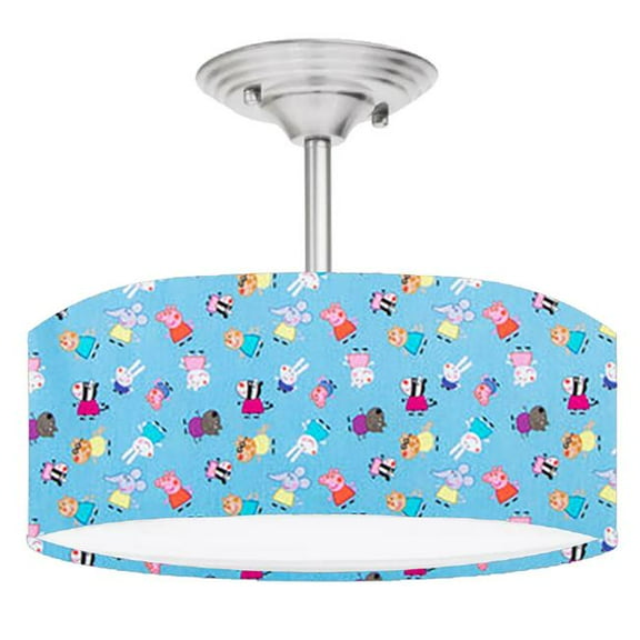 888 Cool Fans DR-0001185 Peppa Pig 2-Light Brushed Nickel Drum Style LED Lamp Fixture