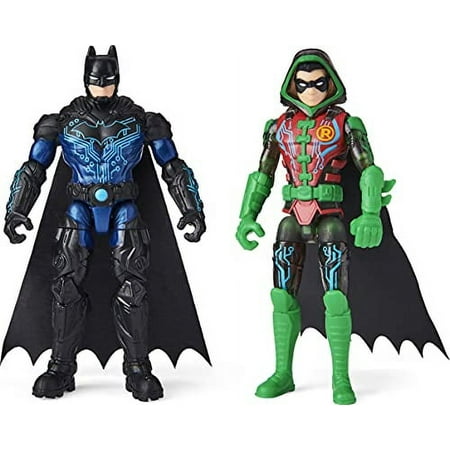 DC Comics Batman 4-inch Bat-Tech Batman and Robin Action cwith 6 Mystery Accessories, for Kids Aged 3 and up