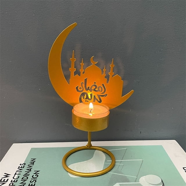 Fiudx Ofertas de la semana Lámpara colgante decorativa con forma de estrella y candelabro de hierro para el festival del Ramadán