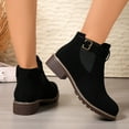 thumbnail image 5 of Ankle Boots for Women 2025 Fashion Casual Suede Round Toe Chunky Low Heel Slip on Chelsea Booties Winter Fall Shoes Black Size 7.5, 5 of 8