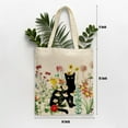 thumbnail image 2 of Black Cat Canvas Tote Bag with Zipper Pockets Vintage Flowers Cute Tote Bag Aesthetic Reusable Shopping Grocery Bags Birthday Gifts for Women, 2 of 7