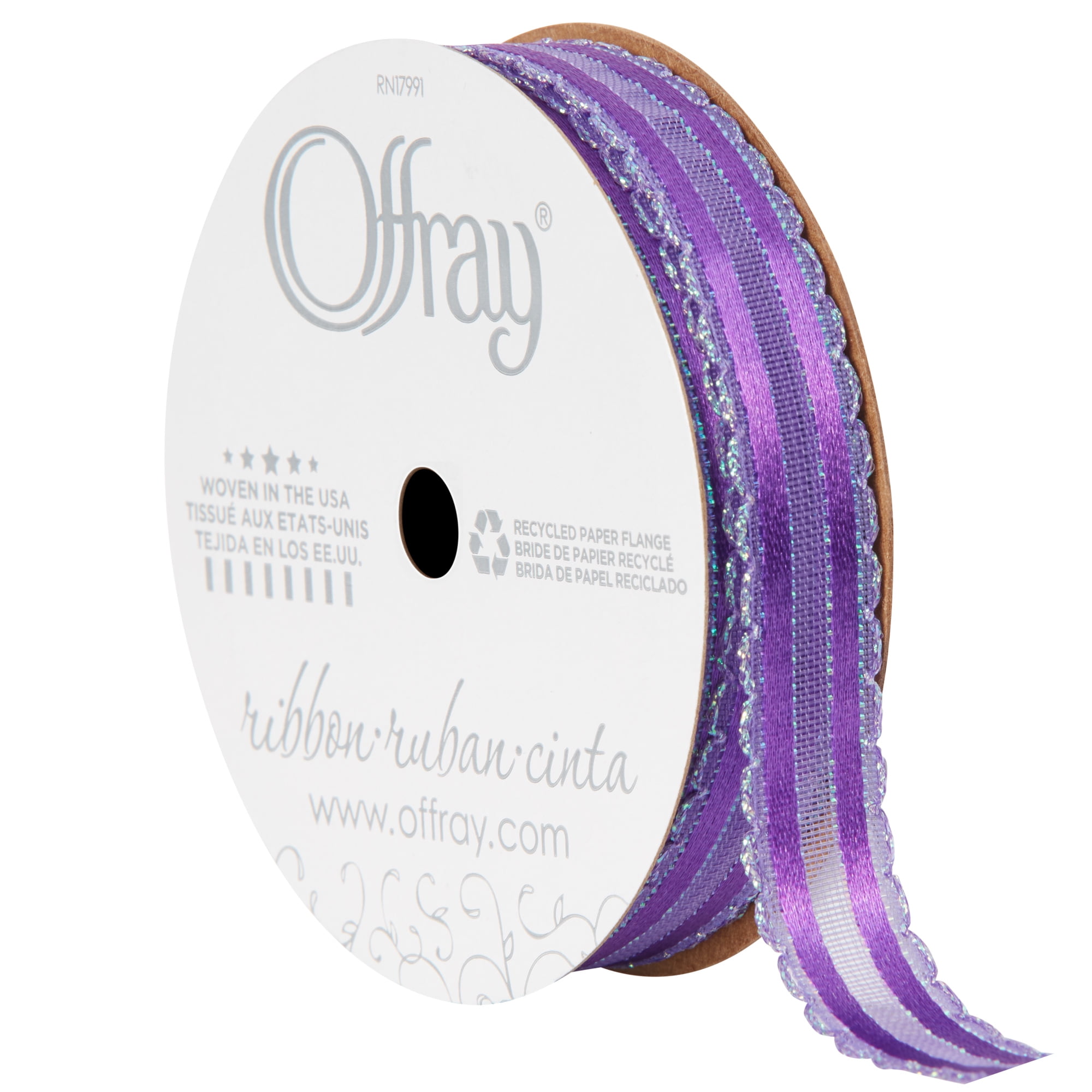 Offray Ribbon, Purple 5/8 inch Kendra Sheer Ribbon, 9 feet