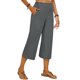 thumbnail image 5 of Pantalones de Pierna Ancha de Cintura Alta para las Mujeres de Verano Pantalones Recortados de Color Sólido, Bolsillos Laterales, 5 of 9
