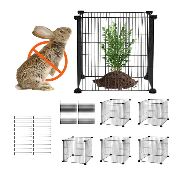 KFFKFF 5 Set Animal Guard for Plants, 15.35'' Square, Includes Chicken Wire Covers & Plant Enclosures for Garden, Protects Flowers & Veggies from Rabbits, Chickens & Squirrels
