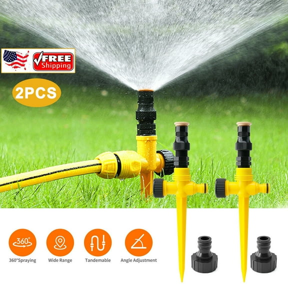 2PCS 0°-360° Auto Irrigation System Adjustable Garden Lawn Sprinkler Patio Save Water