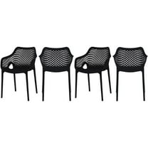 Pemberly Row Modern Black Outdoor Patio Dining Chair (Set of 4)