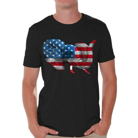 Patriotic Elephant - Awkward Styles American Flag T-shirt Tops for Men Elephant Stars and Stripes USA Flag Shirts Men's Patriotic Outfit Perfect for 4th Of July Party Independence Day Gifts for Him Elephant Tee Shirt