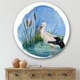 thumbnail image 2 of Designart 'White Stork On The Swamp Blue' Traditional Circle Metal Wall Art 29x29 - Disc of 29, 2 of 5