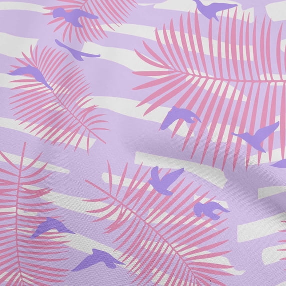 oneOone Cotton Jersey Amethyst Fabric Tropical Plam Tree With Birds Sewing Craft Projects Fabric Prints By Yard 58 Inch Wide
