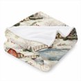 thumbnail image 2 of SPXUBZ Soft Warm Cozy Winter Snowy Village Stream Cabins Scene Flannel Throw Blanket For Bed Couch Sofa Holiday Decor Gift, 2 of 3