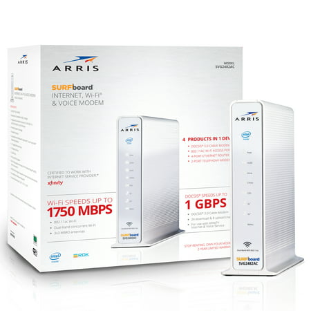 ARRIS SURFboard SVG2482AC (24x8) Cable Modem Router & Voice, DOCSIS 3.0 | AC1750 Dual-Band | Certified for XFINITY and XFINITY Telephone
