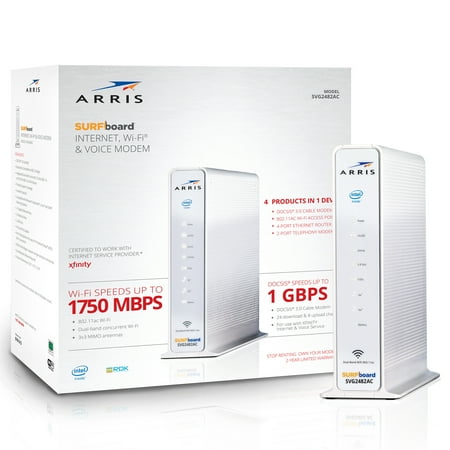ARRIS SURFboard (24x8) DOCSIS 3.0 Cable Modem / AC1750 Dual-Band Router / XFINITY Voice. Approved for XFINITY Comcast Only for plans up to 600 Mbps. (Best Modem Router 2019)