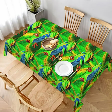 

Tablecloth Red Eyed Tree Frog Table Cloth For Rectangle Tables Waterproof Resistant Picnic Table Covers For Kitchen Dining/Party(60x90in)