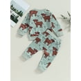 thumbnail image 3 of Toddler Baby Girl Boy Western Clothes 6M 12M 18M 24M 3Y Highland Cow Print Pullover Sweatshirt Elastic Waist Joggers 2PCS Outfit, 3 of 9