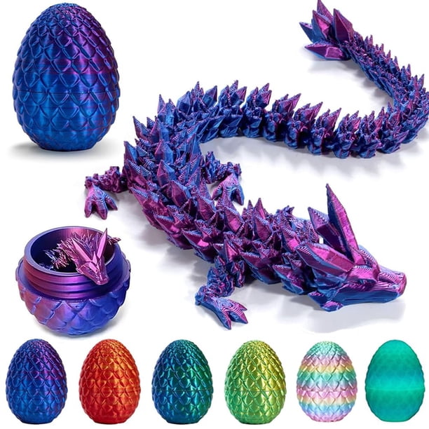 Huevo de dragón impreso en 3D de Fidget Toy YILCER con dragón de cristal