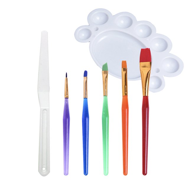Juego de 7 pinceles para niños paleta de pinceles espátula herramientas de pintura