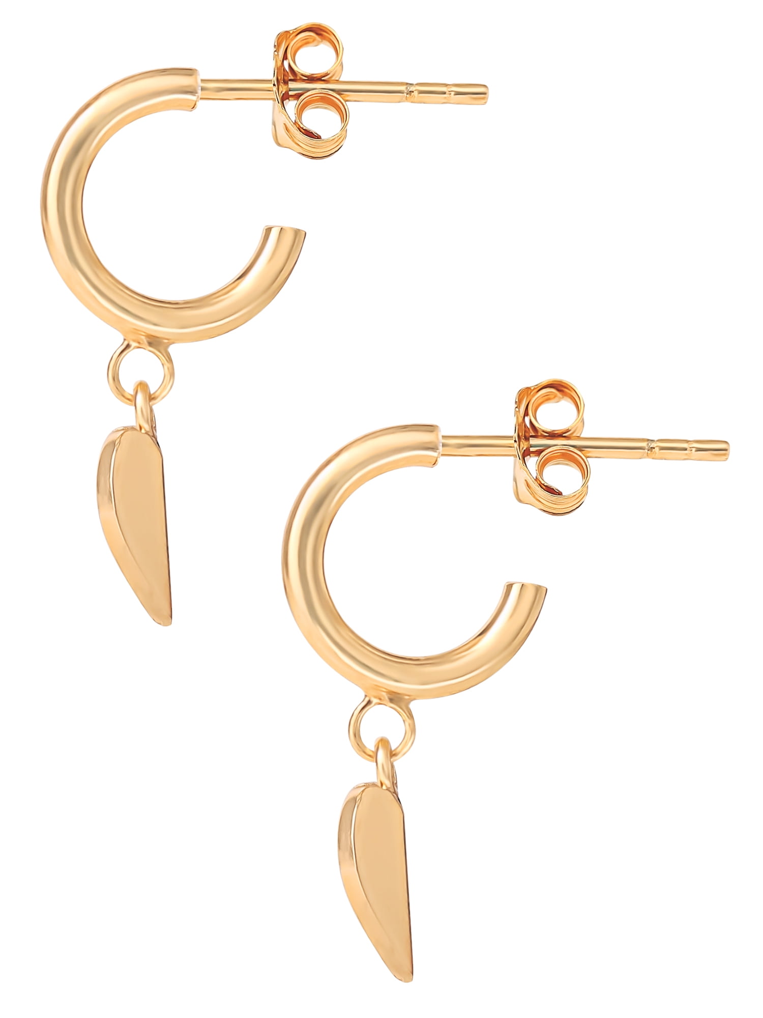 JS Jessica Simpson Women’s Gold Plated Sterling Silver Heart Charm Hoop Earrings