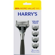 Harry's Original Winston Razor Handle for Men, Includes 5 Razor Blade Cartridges, Ink Chrome