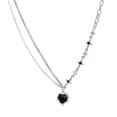 thumbnail image 1 of LYMAYTER Collier pour Femmes Collier pour Femmes - Pendentif Cœur Noir, Zircon Cubique Incrusté, Style Punk, 1 of 7