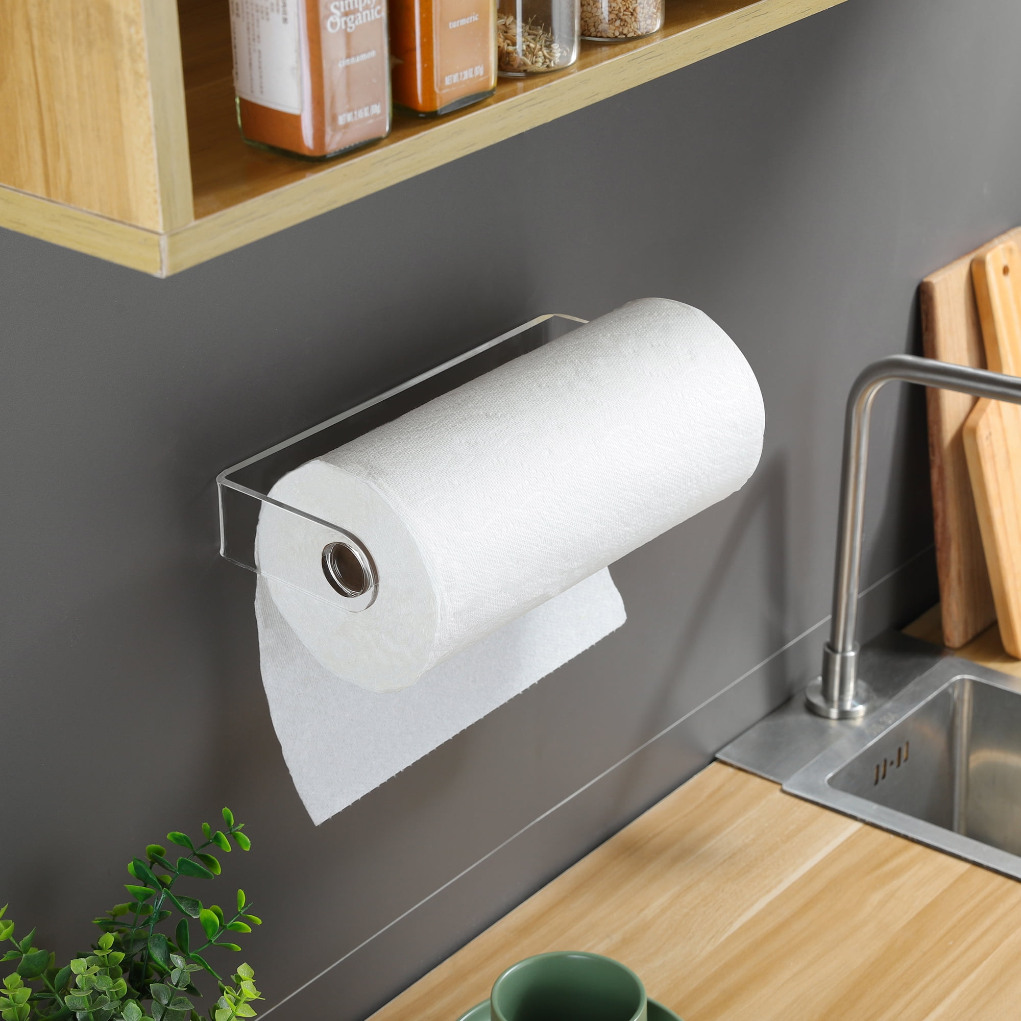  Laigoo Kitchen Paper Towel Holder Adhesive, Under Cabinet Paper  Towel Holder Kitchen Tissue Holder Sticky Kitchen Towel Holder (Stainless  Steel, White)