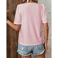 thumbnail image 3 of Cogild Womens Tops Solid Hollowed Out Blouse Short Sleeve V Neck Pullover Summer Tops, 3 of 6