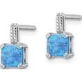 thumbnail image 3 of Sterling Silver Rhodium-Plated Square Blue Created Opal Post Earrings (9.85 X 5.45) Made In China qe15795, 3 of 6