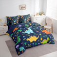 thumbnail image 3 of Homewish Cartoon Cute Dinosaur Twin Bedding Sets 7-Piece, Kawaii Animal Lover Bedding Comforter Set, Plant Botanical Reversible Sheet Sets, Lightweight Room Decor, 3 of 7