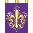 thumbnail image 1 of Fleur de Lis Drapeau Damassé, Violet & Or - Grand, 1 of 1