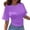 Purple, variant on Korean Style Casual Short Sleeve T Shirt Loose Fit Color Round Neck Summer Basic Top Comfortable Daily Wear Casual Short Sleeve Tops for Women S