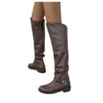 thumbnail image 6 of Leozcaa Women's Slouchy Knee High Boots with Chunky Heel Round Toe Comfortable Fall Winter Booties, 6 of 9