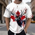 thumbnail image 2 of Mens Workout Shirt Maple Leaf Graphic Print Short Sleeve Crew Neck Mens New Clothing,White,XL, 2 of 4