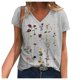 thumbnail image 2 of ICHUANYI Clearance Fashion Woman Causal V-Neck Printing Blouse Short Sleeve T-Shirt Summer Tops(Gray, L) ICHUANYI WER2023081007603, 2 of 5